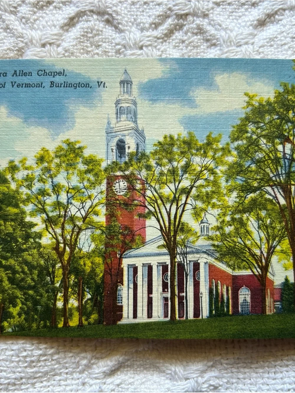 Vintage 1941 Linen Postcard University of Vermont UVM Ira Allen Chapel VT